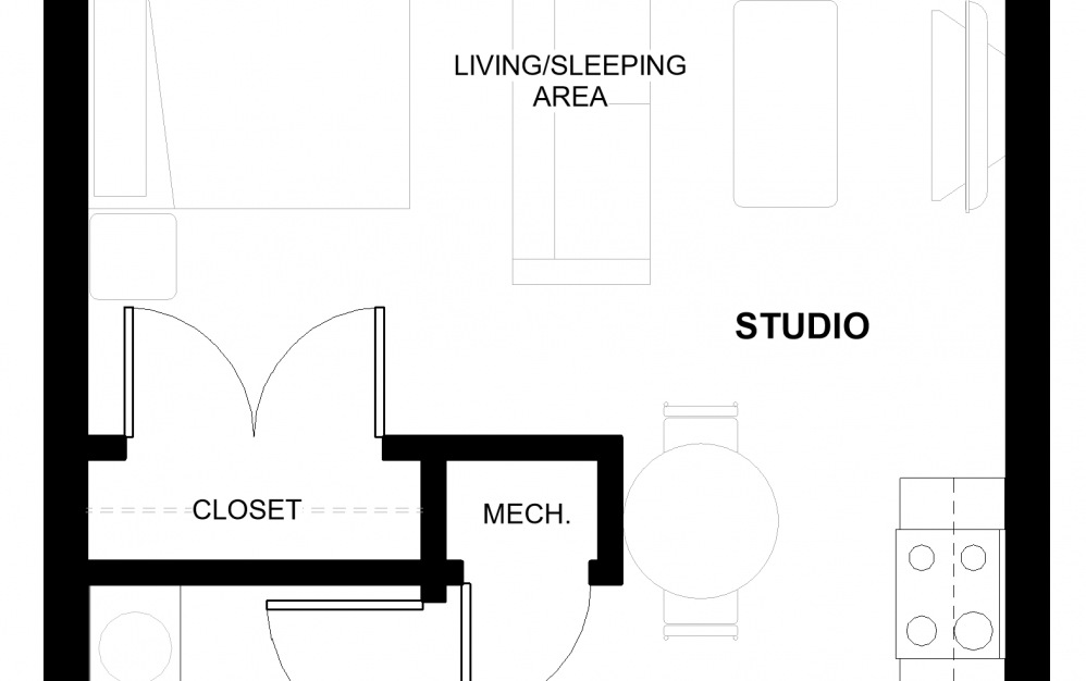 Studio - Studio floorplan layout with 1 bath