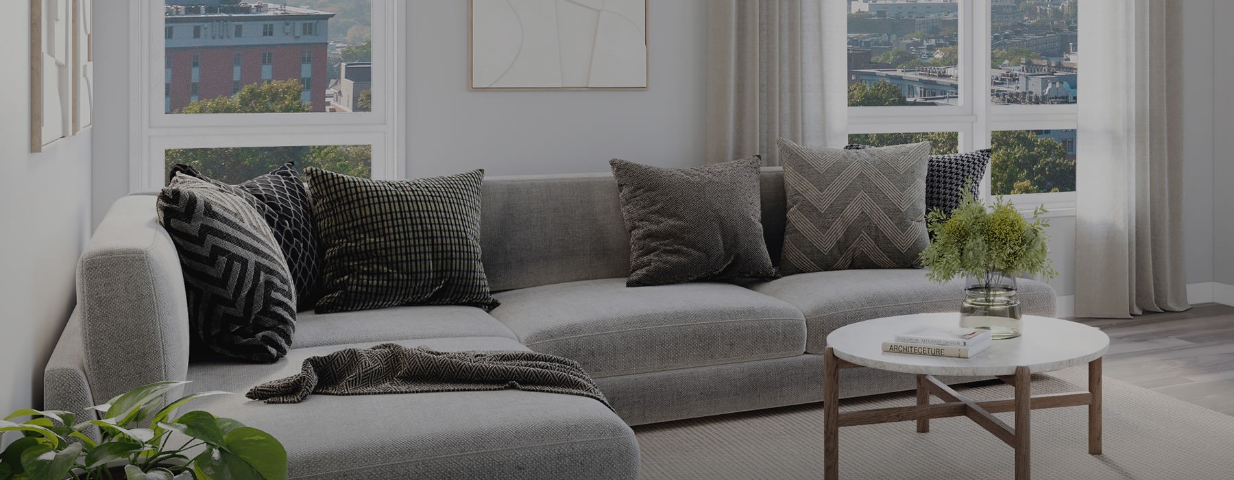 living room with furniture and windows